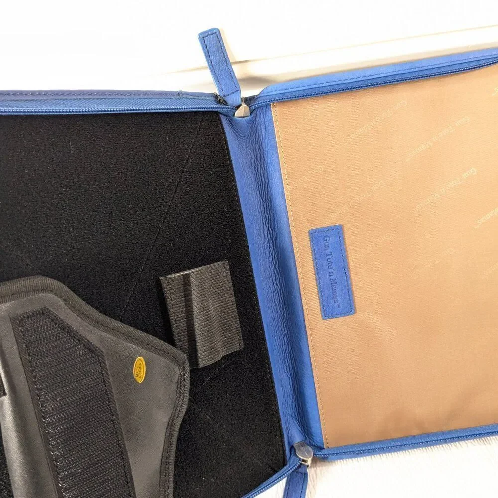 NEW Gun Tote'n Mamas Ipad Tablet Concealed Carry Case Leather Adjustable blue